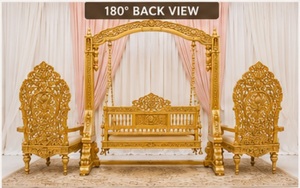 Columpio nupcial dorado con sillas a juego para novios, ideal para eventos Walima, columpio nupcial musulmán para decoración de escenarios de bodas de destino - Product Image 2