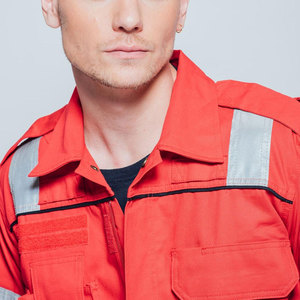 Combinaison de travail unisexe marron respirante Econex Sports avec bandes réfléchissantes, en coton, uniforme de sécurité, design haute visibilité - Product Image 5