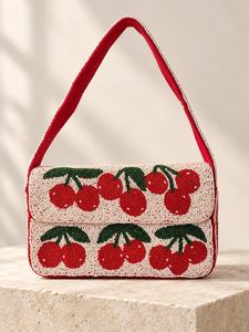 Bolso de Hombro Hecho a Mano con Cuentas de Cereza, Bolso Retro con Diseño de Frutas, Bolso de Verano - Product Image 4