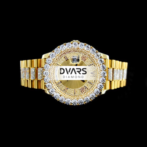 นาฬิกาข้อมือควอตซ์เพชรคุณภาพสูง สี D ระดับความสะอาด VVS1 โมอิสซาไนต์ ตัวเรือนอัลลอยด์ ขนาด 48 มม. กันน้ำ 3 บาร์ กระจกเคลือบ พร้อมเข็มนาฬิกาแบบพรีเมียม - Product Image 1
