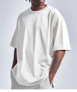 T-shirt en coton biologique 100% tricoté, col rond, grande taille, coupe classique, poids lourd, avec logo imprimé numériquement, design vierge pour homme - Product Image 3