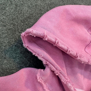 Pink Zip-Up Hoodie Unisex Streetwear Fleece Cotton Print Front Logo Regular Fit Autumn Hooded Sweatshirt - Product Image 6