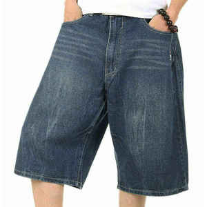 Shorts Bermuda en jean bleu foncé pour homme, taille mi-haute, coupe ample, décontracté, été, en coton, avec poches arrière contrastées - Product Image 4