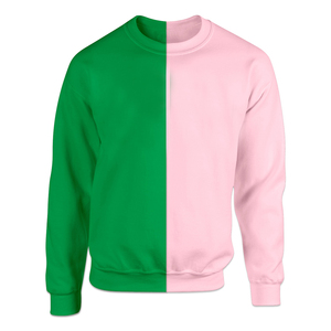 Sweat-shirt à col rond pour homme, coupe classique, décontracté, en maille, hiver, avec logo personnalisé brodé, en polaire, couleur verte et rose - Product Image 1