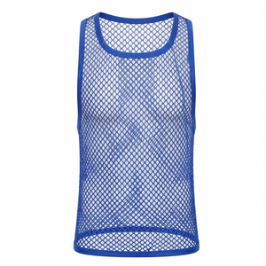 Factory Price Breathable Men Sports Mesh Sleeveless Mesh <b>Singlets</b> for Men Transparent Vest for Sale Transparent Vest - Product Image 1