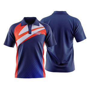 เสื้อเชิ้ตผู้ชายสีดำ-น้ำเงิน ลายเรขาคณิต พิมพ์ลายแบบ Sublimation ผ้าโพลีเอสเตอร์ 100% แขนสั้น ระบายเหงื่อได้ดี ทรงปกติ น้ำหนักเบา ป้องกันแบคทีเรีย - Product Image 1