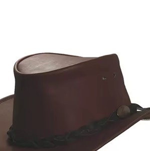 Chapeau de cowboy unisexe en cuir marron Jimieson Apparel JA-CBH-00027, à large bord, réglable, style européen et américain, pour usage extérieur, printemps - Product Image 6
