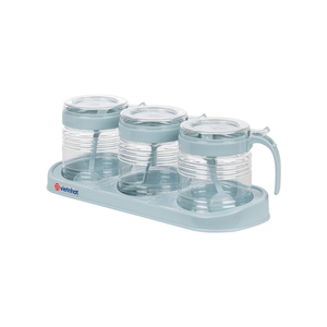 Hot Sale <b>Set</b> of 3 Plastic Rectangle <b>Spice</b> <b>Jars</b> with Airtight Lids Kitchen Seasoning Containers Modern Storage Bottles - Product Image 3