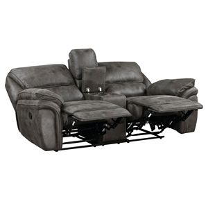 Design moderno 1 pezzo rivestimento in microfibra grigia struttura in legno massiccio reclinabile Loveseat mobili da soggiorno in peluche - Product Image 4