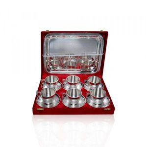 กล่องของที่ระลึกหุ้มกำมะหยี่สีชมพูพรีเมียม พร้อมฐานวางถ้วยโลหะลวดลายประณีต บรรจุภัณฑ์ตกแต่งขายส่งสำหรับของขวัญพิเศษ - Product Image 3