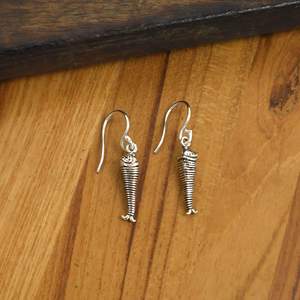 Boucles d'oreilles pendantes texturées en forme de coquille de poisson, plaquées or et argent, en laiton, pour femmes, bijoux de mode - Product Image 2