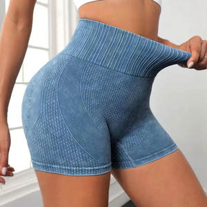 Shorts de yoga de cintura alta para mujer, leggings deportivos que realzan los glúteos, para fitness, gimnasio, correr, ropa deportiva con lazo, botones, remaches y flores - Product Image 2