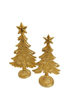 <b>Artificial</b> Aluminum Spruce <b>Christmas</b> <b>Tree</b> Hand Painted Golden Antique Eco-Friendly Tabletop Ornament - Product Image 3