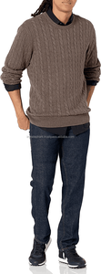 Pull en tricot pour homme personnalisé avec logo, pull d'hiver tendance, patchwork, tricot jacquard, col rond, manches longues - Product Image 2
