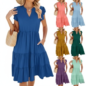 Vestido Largo de Punto Acanalado a la Moda, Vestido de Playa de Satén Sedoso para Verano, Vestidos Casuales Sólidos de Cintura Holgada Personalizados, Venta al por Mayor OEM - Product Image 2