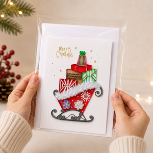 Tarjeta de Felicitación Navideña de Lujo Hecha a Mano con Diseño de Trineo, Papel Quilling, Personalizada, Venta al Por Mayor, Papelería Vietnam ODM/OEM - Product Image 6