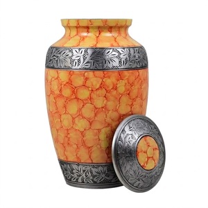 โกศบรรจุอัฐิสีอำพันส้มลายโมเสกอะลูมิเนียม พร้อมใบเงิน สำหรับผู้ใหญ่ สำหรับงานศพ สำหรับร้านจัดงานศพ - Product Image 2