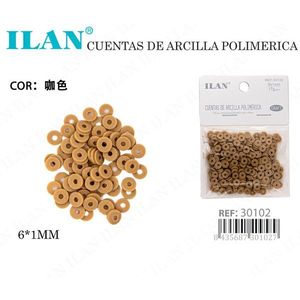 Cuentas de Arcilla Polimérica Ilan, 6x1 mm, Color Marrón, para Manualidades y Joyería - Product Image 3
