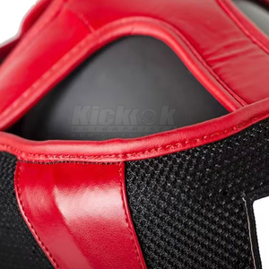 Protector de Cabeza para Boxeo, Cuero PU, Negro y Rojo, Visera Transparente, Protección Deportiva, Unisex, Adulto, Cierre de Hebilla Ajustable Universal - Product Image 5