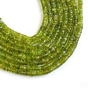 ลูกปัดเพอริดอทดิสก์ทรงล้อเหลี่ยมเจียระไนสีเขียวธรรมชาติ ลูกปัดพลอยเพอริดอทดิสก์ทรงยางรถยนต์สำหรับทำเครื่องประดับ - Product Image 6