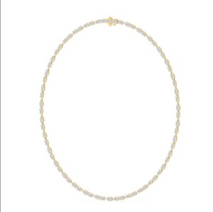 Collar de tenis de lujo en oro rosa de 9K con diamantes de corte escalonado mixto en forma de pera y ovalados, 14.00 CTW - Product Image 6
