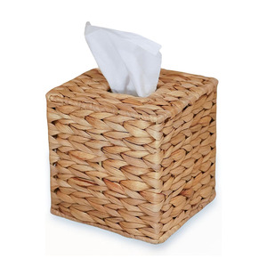 Handwoven Water Hyacinth Tissue Box With Wood Lid Handwoven OEM Variety of Colors Decoration <b>Table</b> and <b>Bath</b> Accessories - Product Image 1