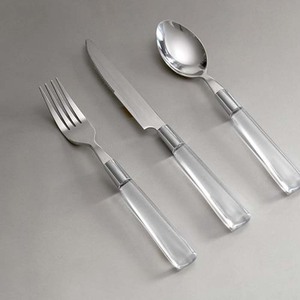 Ensemble de couverts en acier inoxydable poli miroir, style minimaliste, cuillère, couteau, fourchette, vaisselle pour mariage, passe au lave-vaisselle - Product Image 2