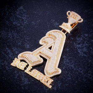 Custom VVS Moissanite Name Letter <b>Pendant</b> Personalized <b>Initial</b> Letter <b>Pendant</b> Hip Hop Iced Out Two Tone <b>Pendant</b> For Gifts - Product Image 6
