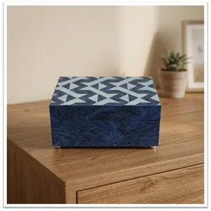 Handmade Wooden Jewelry <b>Box</b> with Geometric Inlay Pattern Elegant <b>Trinket</b> Organizer Decorative Storage Case for Bedroom HomeDecor - Product Image 4
