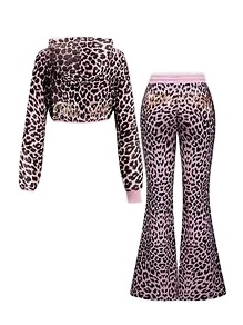 Ensemble pantalon évasé et crop top à bretelles spaghetti à imprimé animal personnalisé pour femmes, coton biologique écologique respirant - Product Image 5