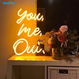 Rebow drop shipping sem nome personalizado neon, sinal de luz acrílica neon personalizado, logotipo para decoração de festa de casamento