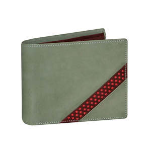 กระเป๋าสตางค์หนังผู้ชายแบบพับสองตอน ทรงบาง ใส่บัตรได้ สีเขียว แต่งลายทางตัดกัน ช่องใส่เงินสดขนาดเล็ก ใช้ได้ทุกวัน ของขวัญ - Product Image 1