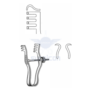Retractor Autoajustable Finsen de 7 cm (2¾ Pulgadas) y 12 mm, Afilado, con Tornillo de Ajuste, de Acero Inoxidable, Reutilizable, Quirúrgico - Product Image 1