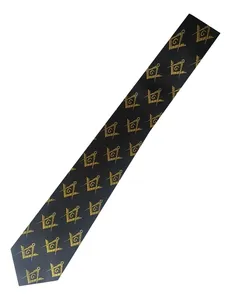 Corbata Masónica de Alta Calidad con Diseño de Compás y Escuadra Negros, Regalo para Masones, Corbatas Masónicas Nuevas Hechas a Medida para Hombre - Product Image 6
