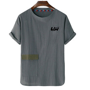 T-shirt pour homme en coton 100% de différentes couleurs, confortable, grande taille, coupe ample, style décontracté, logo imprimé. - Product Image 1