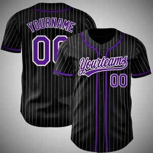 Custom Adult Pinstripe Baseball Jersey Short Sleeve Anti-Bacterial 100% Polyester <b>Button</b> Front for School League Camp - Product Image 1