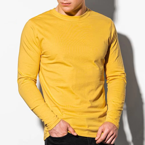 Camiseta de Manga Larga para Hombre, 100% Algodón, Corte Ajustado, Color Sólido, Estilo Vintage Informal, Cuello Redondo, Diseño Liso, Personalizable en la Parte Delantera, Lavada - Product Image 5
