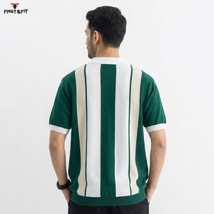 เสื้อยืดแขนสั้นผ้าฝ้ายถักคุณภาพสูง 100% สำหรับผู้ชาย พิมพ์ลายโลโก้ดิจิทัลตามสั่ง ทรงหลวม ซิปครึ่งตัว - Product Image 6