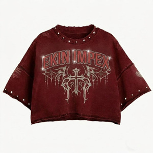 Men's Gothic Crop Top 100% Cotton Blank <b>Y2K</b> Vintage Washed Oversized Streetwear T-<b>Shirt</b> - Product Image 1