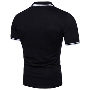 <b>Men's</b> Color Blocked Polo <b>Shirt</b> Short Sleeve <b>Slim</b> <b>Fit</b> Contrast Trim Knitted Casual White <b>Black</b> 100% Cotton Hot Sale New Custom - Product Image 2