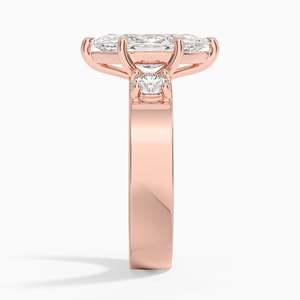 Anillo de Diamantes Cultivados en Laboratorio, Corte Marquesa, Tres Piedras, Diamante Redondo, Oro de 14K/18K, Anillo de Compromiso de Lujo para Mujer, Joyería Fina - Product Image 6