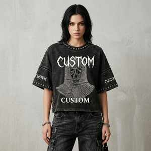 Camiseta Glory personalizada con pedrería, 100% algodón, tela suave y transpirable, estilo vintage nuevo, manga corta, unisex. - Product Image 3