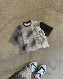 เสื้อยืดผู้ชายสไตล์วินเทจทรงโอเวอร์ไซส์ ผ้าฝ้าย แขนสั้น ลายพิมพ์ตัวอักษรแนวสตรีท แต่งขอบตัดกัน คอกลม ผ้าเจอร์ซีย์ถัก เป็นมิตรต่อสิ่งแวดล้อม - Product Image 4
