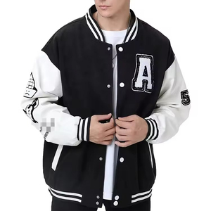 Chaqueta Varsity IBEX Personalizada de Mezcla de Lana, Chaqueta Letterman con Bordado de Parches, Cuello Alto y Botones, Estilo Urbano - Product Image 3