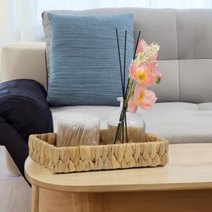 Bandeja de baño de jacinto de agua al por mayor, bandeja de tocador de mimbre de ratán, organizador de encimera para inodoro, decoración de mesa de centro, OEM ODM - Product Image 2