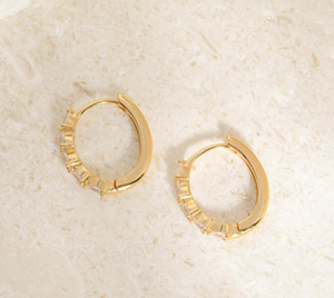 Best Selling 925 <b>Silver</b> Gold Plated 2x4mm Pear Shape CZ Diamond Classic Prong Setting <b>Hoop</b> Earring For Women's Wedding Jewelry - Product Image 6