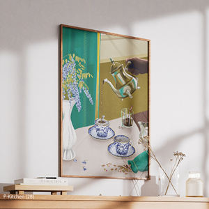 Impression sur toile pour cuisine, illustration élégante d'un nature morte avec thé en train de couler, décoration murale moderne pour cuisine - Product Image 3