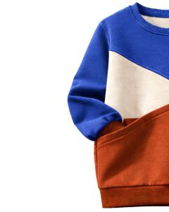Custom Manufacturer Blue And <b>Rust</b> Women Color Block Sweatshirt Casual Crew Neck Pullover Winter Oversized Custom Streetwear <b>Top</b> - Product Image 4