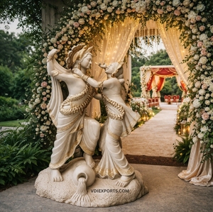 Escultura Artística de Resina de Radha Krishna Bailando, Decoración Espiritual de Lujo para Bodas, Decoración para la Entrada del Mandap - Product Image 2