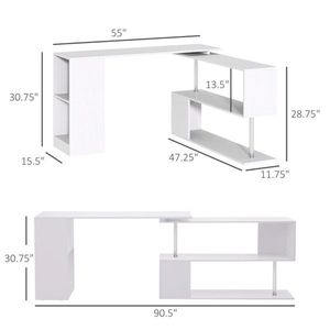 Scrivania Moderna Bianca a L per PC Gaming e Uso in Piedi, Costruzione in MDF e Plastica - Product Image 5